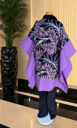 adetola purple ankara & aso oke kimono set adetola purple ankara & aso oke kimono set